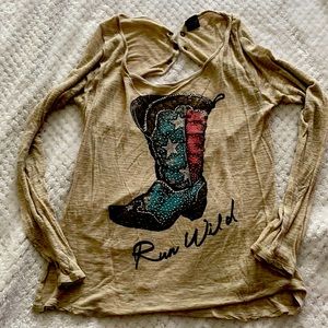 Texas Boot Thin Long sleeve Blouse